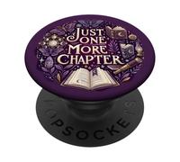 Purple Bookish Just One More Chapter Book Reading Moth Moon PopSockets Adhesive PopGrip