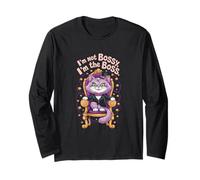 Purple Boss Cat Throne Illustration Long Sleeve T-Shirt