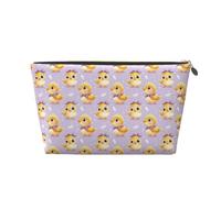 Purple Bow Chick Print Makeup Bag, Cosmetic Travel Toiletry Bag for Women, Cute Leather Makeup Pouch Organizer