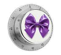 Purple Bow Mechanical Kitchen Timer Digital Timer with Magnetic Base 60-Minute Visual Countdown Stainless Steel Timers for Cooking, Baking, Eggs & Classroom Use, Loud Alarm