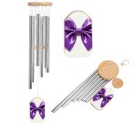 Purple Bow Wind Chimes for Outside Memorial Tuned Outdoor Windchimes Large Garden Decor Wind Chime with Melodious Sound for Mom Dad Grandma Home Garden Patio Decor