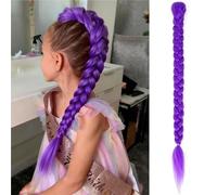 Purple Braid Wig, 26 Inch Easy Clip In Ponytail, Easy To Maintain, Suitable For Themed Banquets And Stage Performances