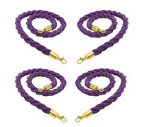 Purple Braided Stanchion Rope Set - 4 pcs 3-9ft Crowd Control Queue Line Rope for Effective Barrier Management(100cm)