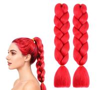 Purple Braiding Hair Long Braids Extensions Hair Colorful Synthetic Hair for Braid Human Prestretched Braiding Hair 24 Inch Purples Hair Extensions for Plait Coloured Synthetic Wig (2PC-B)