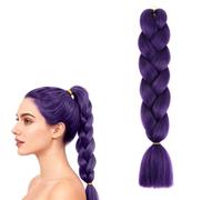 Purple Braiding Hair Long Braids Extensions Hairs, Braiding Hair Extensions, Colorful Synthetic Hairs for Braid Human Braiding Purples Extension for Women Plait Coloured Synthetic Wig