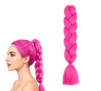 Purple Braiding Hair Long Braids Extensions Hairs, Braiding Hair Extensions, Colorful Synthetic Hairs for Braid Human Braiding Purples Extension for Women Plait Coloured Synthetic Wig
