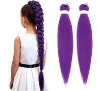 Purple Braiding Hair Pre Stretched,2 Pack Long Synthetic Hair Extensions for Braids,Synthetic Braiding Hair for Stage Party Halloween Costume Cosplay,24Inch