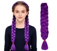 Purple Braiding Hair, Pre Stretched Synthetic Purple Hair Extensions, 41 Inches Long Braids Extensions Hair for Stage Party Halloween Costume Cosplay