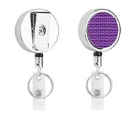 Purple Brick Wall Metal Badge Clip,Id Badge Holders Retractable Pull Rope,Clips Retractable ID Card Holder for Office