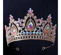 Purple Bridal Tiara Crown For Women Rhinestone Wedding Headdress Banquet Hair Accessories Adjustable 3