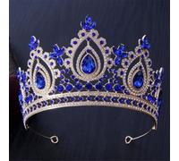 Purple Bridal Tiara Crown For Women Rhinestone Wedding Headdress Banquet Hair Accessories Adjustable Gold Blue