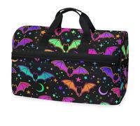 Purple Bright Bat Gothic Travel Duffel Bag for Men Women Boys Girls Teens,Oversized Sports Gym Bag with Shoes Compartment Overnight Weekend Yoga Workout Bag Training Handbag