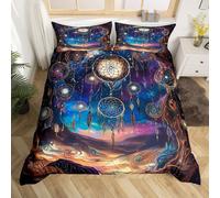 (Purple Brown, Double(No Comforter)) Homewish Dream Catcher Bedding Set Double for Girls Galaxy Dreamcatcher Boho Comforter Cover Woman Purple Starry Feather Duvet Cover,Bohemian Mandala