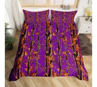 (Purple Brown, Double(No Comforter)) Homewish Hunting Bear Deer Comforter Cover Army Green Camo American Flag Bedding Set Double For Kids Boys Teen Men,Woodland Hunting Theme Duvet Cover