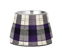 Purple Buffalo Plaid Check Tartan Scotland Bowls for Dogs with Stand Stainless Steel Cats Basic Bowls for Dogs Cats Rabbits Birds Whisker Friendly