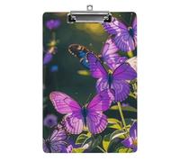 Purple Butterflies Clipboard, A4 Acrylic Clipboard with Hanging Hole, Ultra-Light Clip Board - Holds 100 Sheets, Shatterproof Document Holder for Office, 12.5" X 8.5"