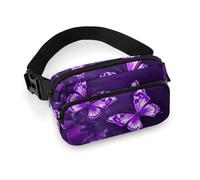 Purple Butterflies Fanny Pack for Men Women, Durable Sling Chest Bag with Adjustable Strap & Large Pocket, Small Crossbody Bag for Running, Hiking, Cycling, Travel
