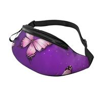 (Purple Butterflies) Fanny Pack Waist Bag Adjustable Shoulder Strap Bum Bag for Men Women Travel Hiking Running