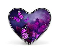 Purple Butterflies Fashion Brooch Pin - Toucans Parrot Palm Tree Leaves 1 Inch Cute Enamel Heart Badges, Metal Lapel Pins for Men & Women, Decorative Metal Pinback for Hats, Shirts, Bags, Jackets & Ac