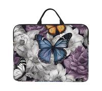 Purple Butterflies Floral Laptop Case Sleeve 14" Laptop Bag Shockproof Computer Carrying Cover Protective Notebook Case
