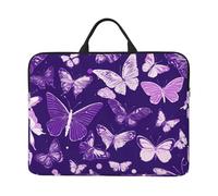 Purple Butterflies Floral Print 14in Laptop Case Sleeve Lightweight Waterproof Notebook Cover Computer Bag Accessory