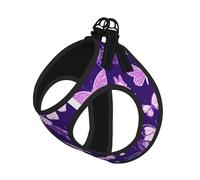 Purple Butterflies Floral Print Dog Harness Adjustable Walk Puppy Harnesses Leash Clips Pet Harnesses Training Pet Vest