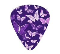 Purple Butterflies Floral print Guitar Picks 12 Pack Assorted Thickness for Guitar,ukulele,0.46/0.71/0.96mm