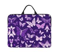 Purple Butterflies Floral Print Laptop Carrying Case, Laptop Sleeve Case, Computer Bag, Traveling Computer Cover For 14 Inch