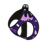 Purple Butterflies Floral Print Pet Leash Vest Reflective Adjustable Soft Mesh Vest Breathable For Daily Walks