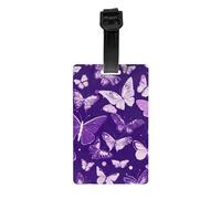 Purple Butterflies Floral Print Waterproof Luggage Tags Cruise Ships Travel Essentials Backpack Suitcases Labels