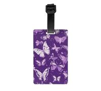 Purple Butterflies Floral Print Waterproof Luggage Tags Cruise Ships Travel Essentials Backpack Suitcases Labels