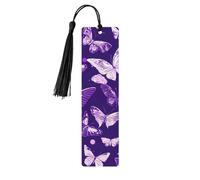 Purple Butterflies Floral Print Wooden Bookmarks Beautiful Notebook Accessories for Men Women Book Lovers