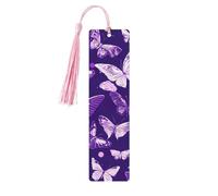 Purple Butterflies Floral Print Wooden Bookmarks Beautiful Notebook Accessories for Men Women Book Lovers