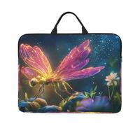 Purple Butterflies Glow Notebook Carrying Case With Handle Laptop 14 Inch Computer Sleeve For Women Men Padded Cover Laptop Bag