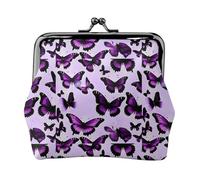 Purple Butterflies Print Charm and Versatile Coin Purse Exquisite Waterproof Kiss Lock Wallet for Keys Cards