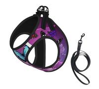 Purple Butterflies print Dog Harness, 2X Buckle,Dog Vest,No Pulling Front Leash Clip,for Small Medium Dogs