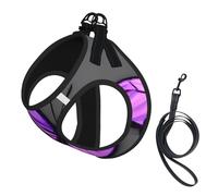 Purple Butterflies print Dog Harness and Leash Set, Reflective Adjustable Puppy Vest for Small Medium Large Dogs, Cats