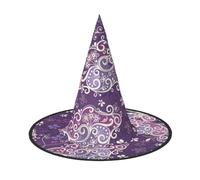 Purple Butterflies Print Halloween Witch Hat Wide Brim Foldable Cap Parties Arnivals And Roleplaying Events