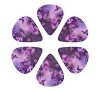 Purple Butterflies Print Printed Guitar Picks -6 Pcs Guitar Picks Plectrum,Guitar Accessories,Electric Guitar Pick, Bass & Ukulele 0.71mm