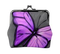 Purple Butterflies Print Stylish unique Coin Purse Cute Mini Wallet with Kiss Lock Waterproof for Coins