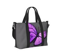Purple Butterflies Print Travel Hand Bag Women Men Shoulder Strap Tote for Weekend Getaway Gym Vacation