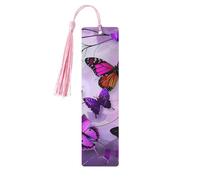 Purple Butterflies Printed Bookmarks,Exquisite Wood Bookmarks,Bookmarks for Women - Ideal Gift for Book Lovers Pink