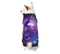 Purple butterflies Printed Dog Hoodie Soft Dog Sweatshirt Cute Cat Dog Clothes for Small Dogs Kitten Puppy, XL