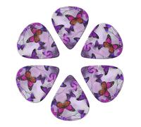 Purple Butterflies Printed Guitar Picks -6 Pcs Guitar Picks Plectrum,Guitar Accessories,Electric Guitar Pick, Bass & Ukulele 0.96mm