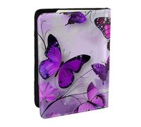 Purple Butterflies Printed Passport Holder - 6.5 x 4.5 Inch RFID Blocking Travel Wallet,Stylish Passport Cover,Lightweight Document Organizer for Cards