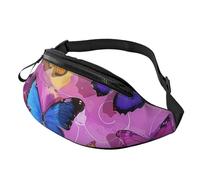 Purple Butterflies Printed Personalized Waist Bag, Lightweight and Versatile Crossbody Bag for Everyday and Outdoor Adventures