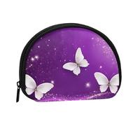 Purple Butterflies Printed Print Portable Mini Storage Bag Shell Shaped Wallet Small Coin Wallet Shell Storage Bag