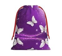 Purple Butterflies Printed Ultra Soft Velvet Gift Bag, Stylish Design, Preferred For Holidays