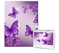 Purple Butterflies Puzzles from Photos 500 Pieces Personalized Wooden Puzzle Challenging Jigsaw Puzzles for Adults Custom Picture Puzzle Gifts for Family Wedding Friend