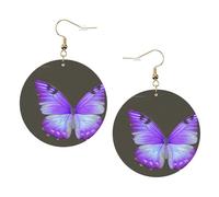 Purple Butterflies Trendy Leather Earrings For Women Dangle 1 Pair Lightweight Printed Piercing Earrings Jewelry Gifts For Women Girls